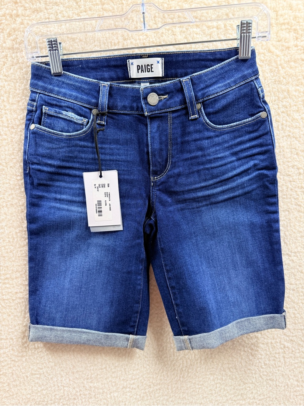 Paige Dark wash Roll-Hem Denim Bermuda Shorts Size 24 Jax Knee short
